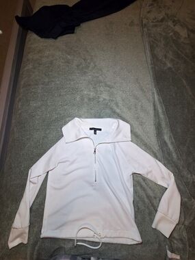 White House Black Market Off-White Half-Zip Sweatshirt